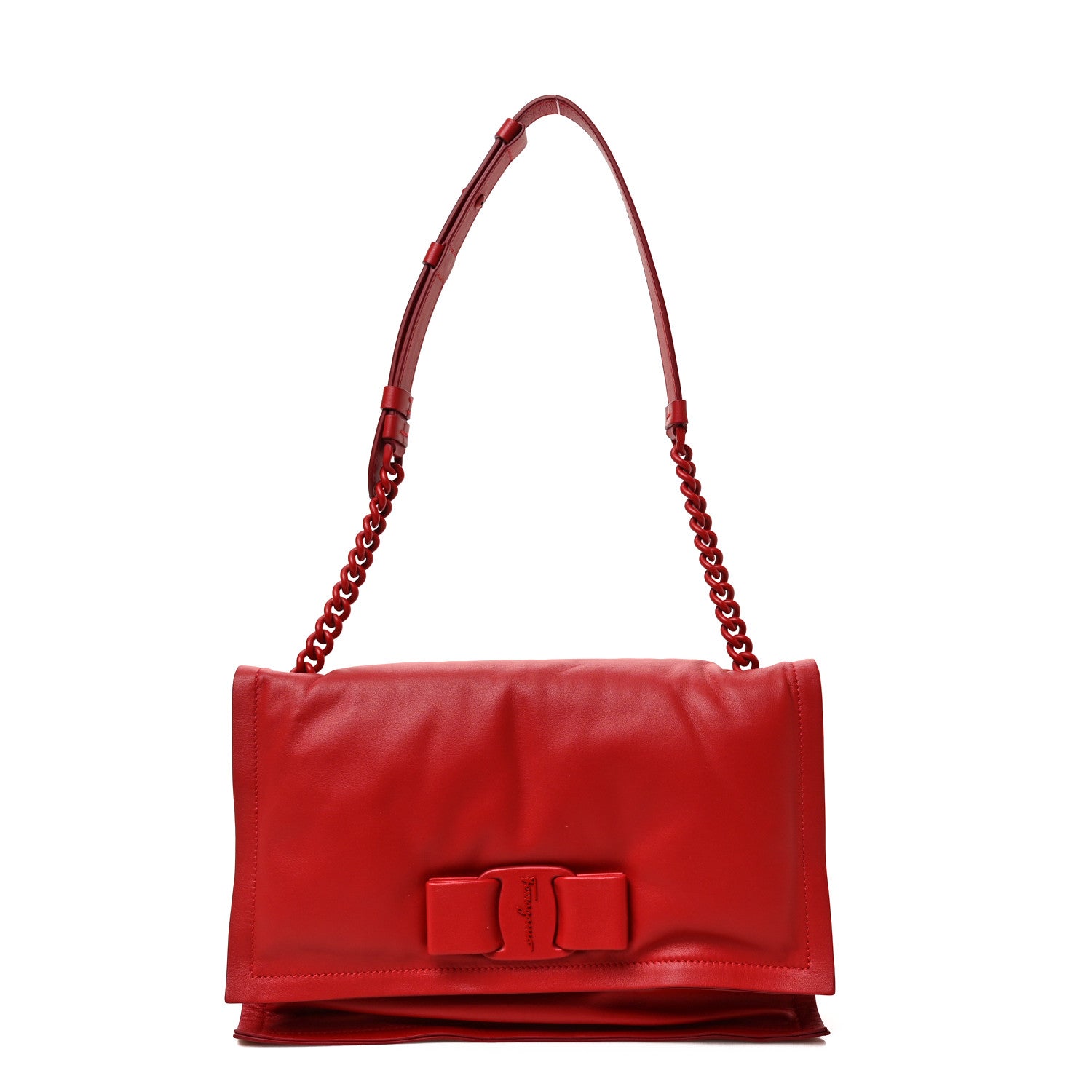 Salvatore Ferragamo Calfskin Small Viva Bow Shoulder Bag Red 1 of 8