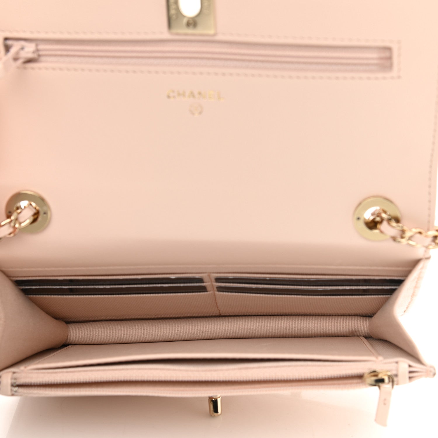 Chanel Lambskin Quilted Trendy CC Wallet On Chain WOC Light Beige 5 of 11