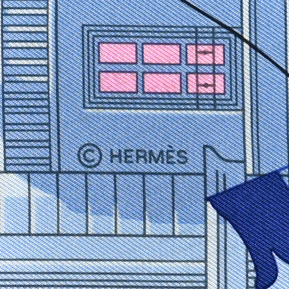 Hermes Silk Parade Scarf 90 White Bleu Rose 2 of 3