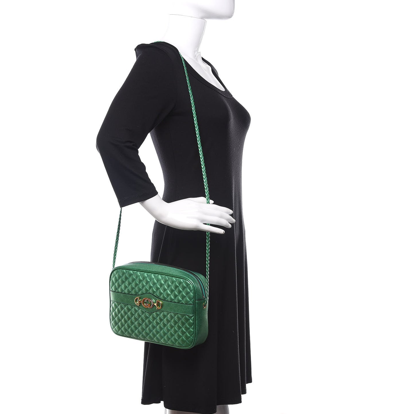 Laminated Nappa Trapuntata Small Zumi Shoulder Bag Jasmine Green