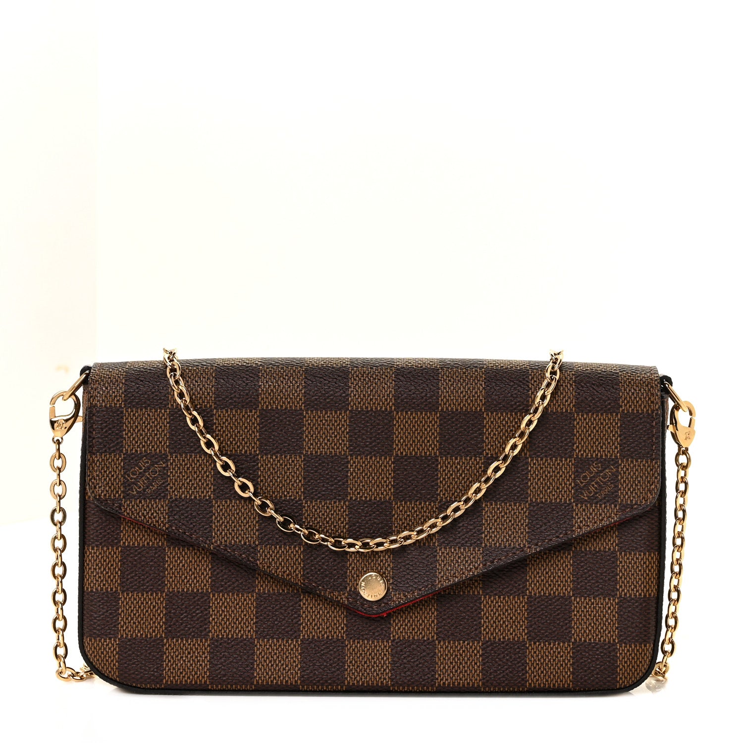 Louis Vuitton Damier Ebene Pochette Felicie Chain Wallet 3 of 11