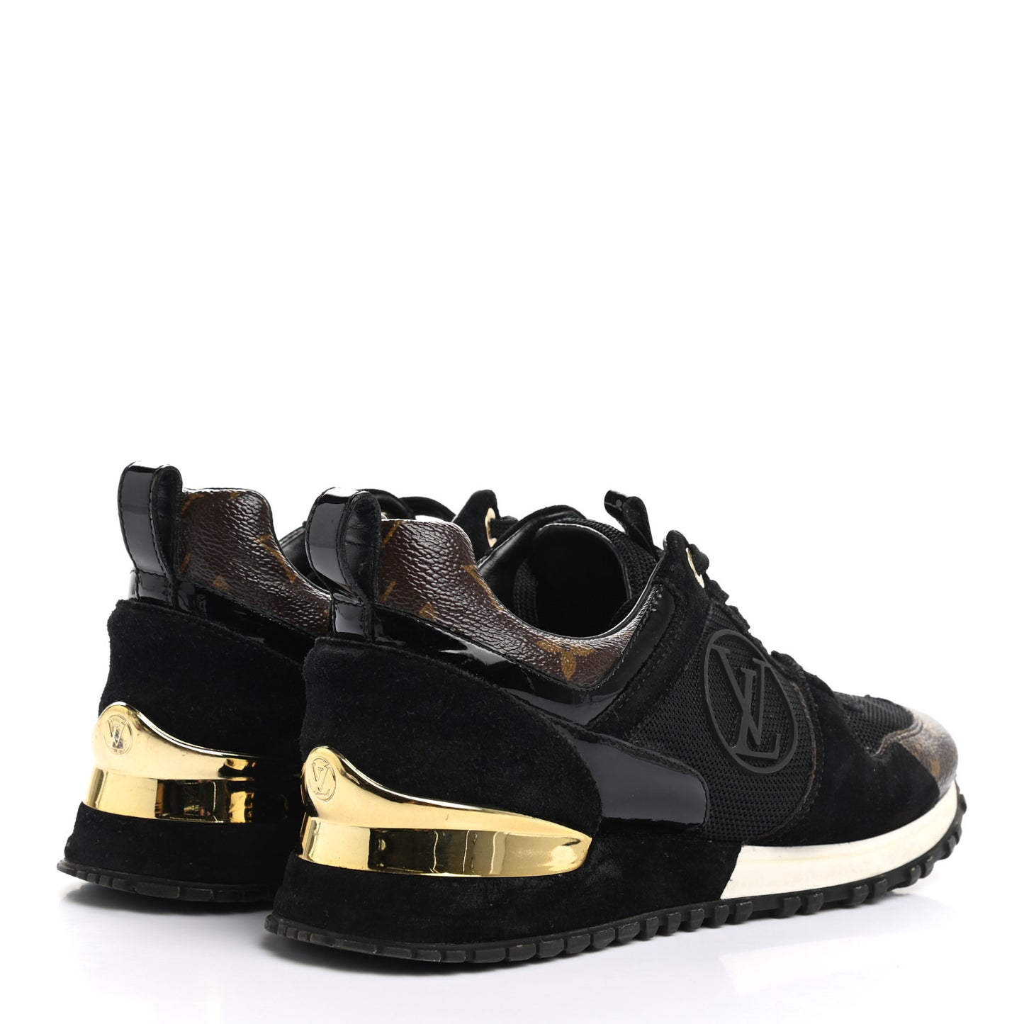 Suede Monogram Run Away Sneakers 36 Black