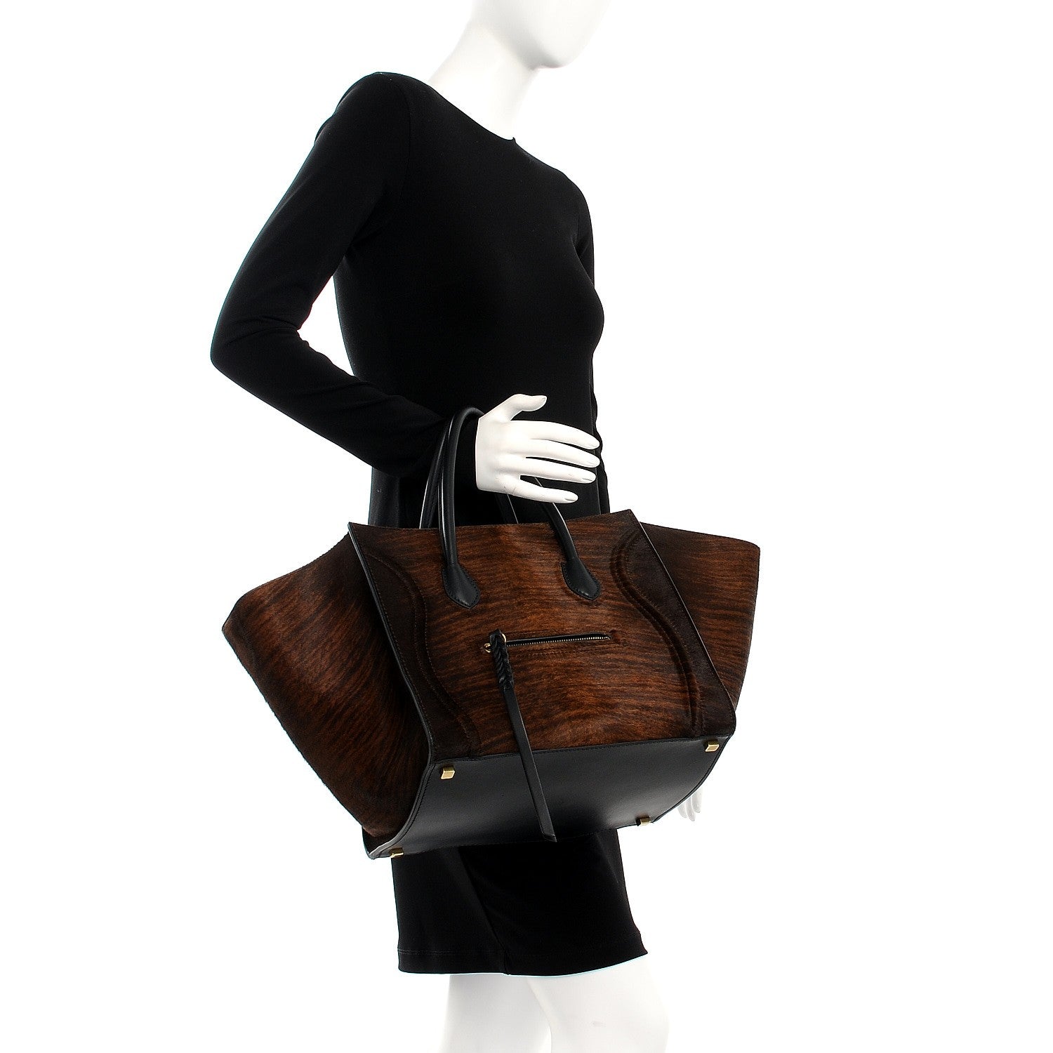 Celine Shaded Pony Hair Calfskin Medium Phantom Luggage Brown 2 of 7