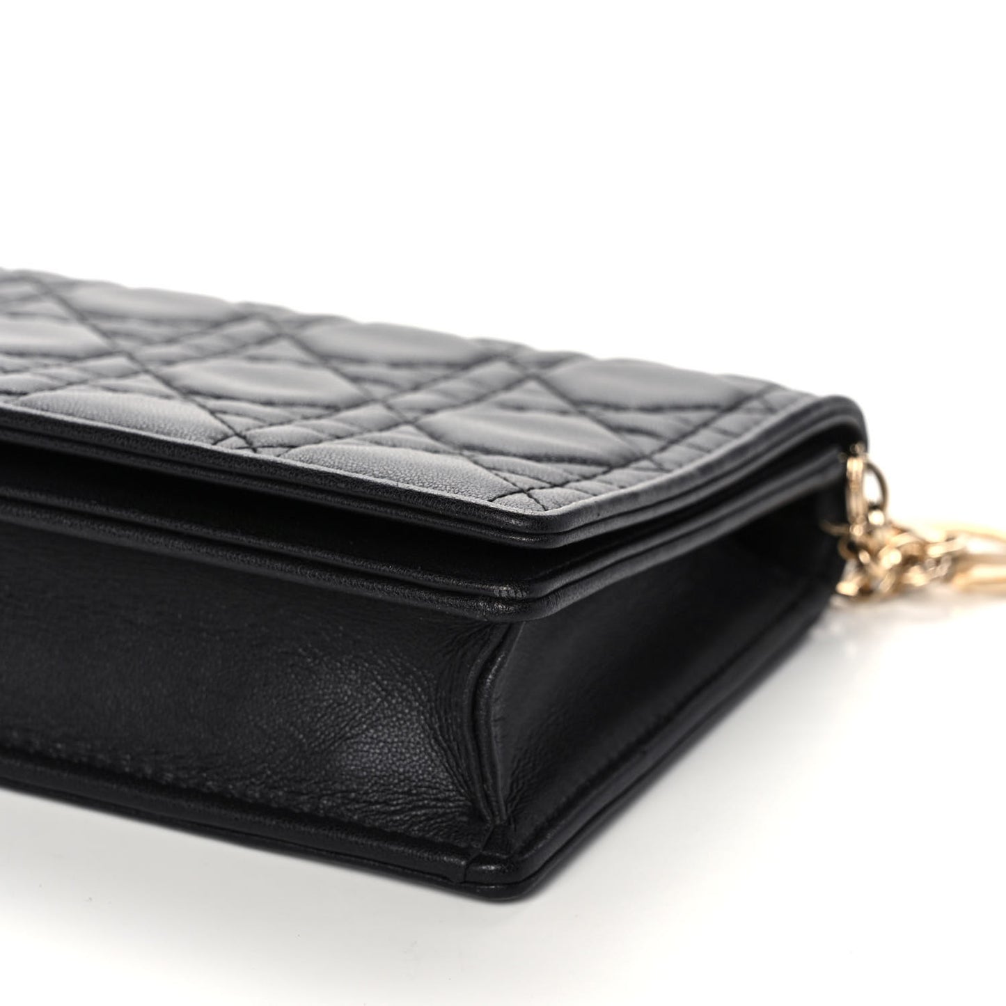 Lambskin Cannage Lady Dior Chain Wallet Black