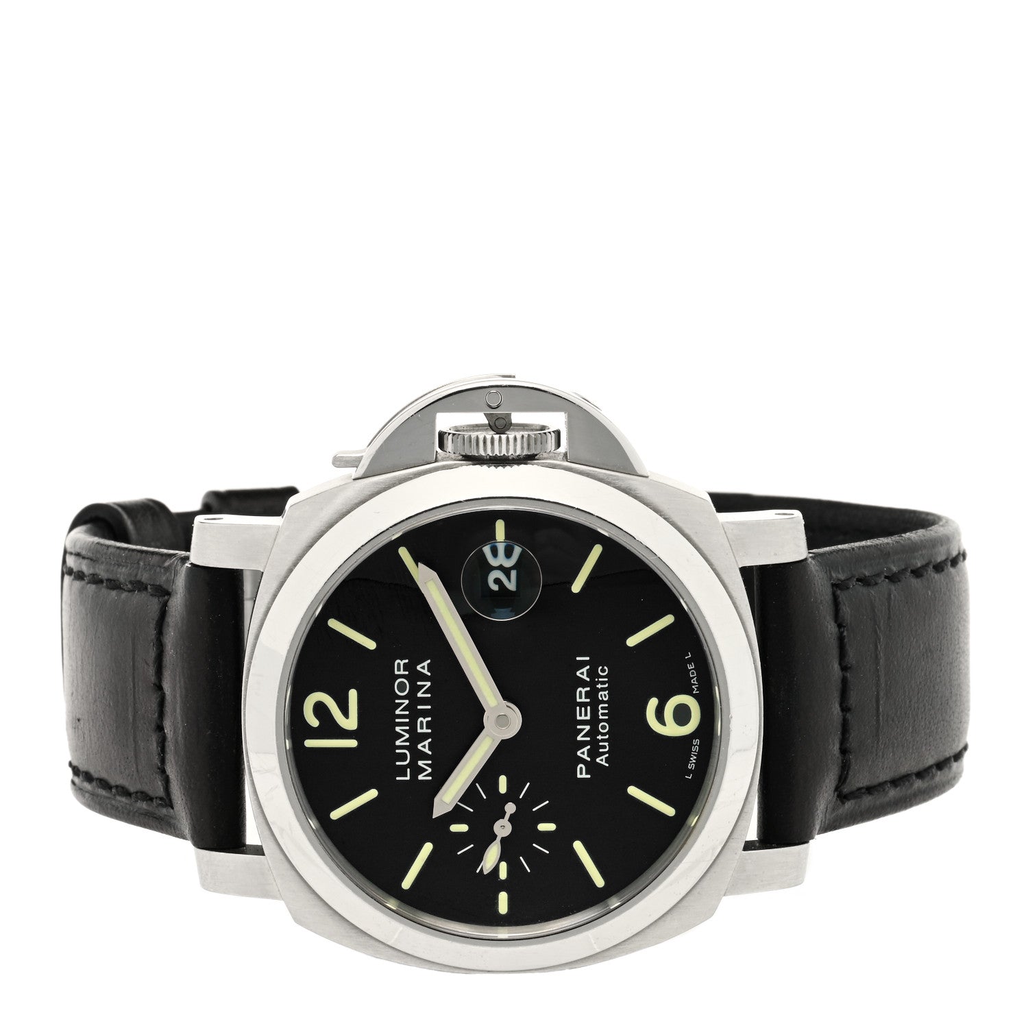 Panerai Stainless Steel Calfskin 40mm Luminor Marina Automatic Watch Black PAM00048 2 of 5