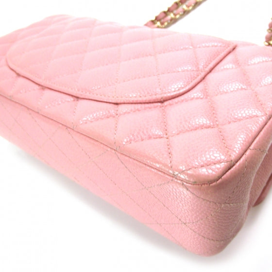 Caviar Medium Double Flap Pink GHW