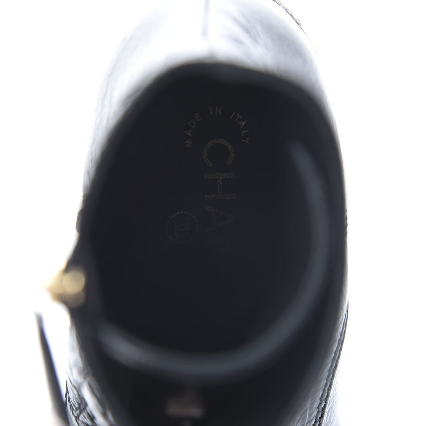 Shiny Crumpled Lambskin Cap Toe CC Lace Up Boots 37 Black