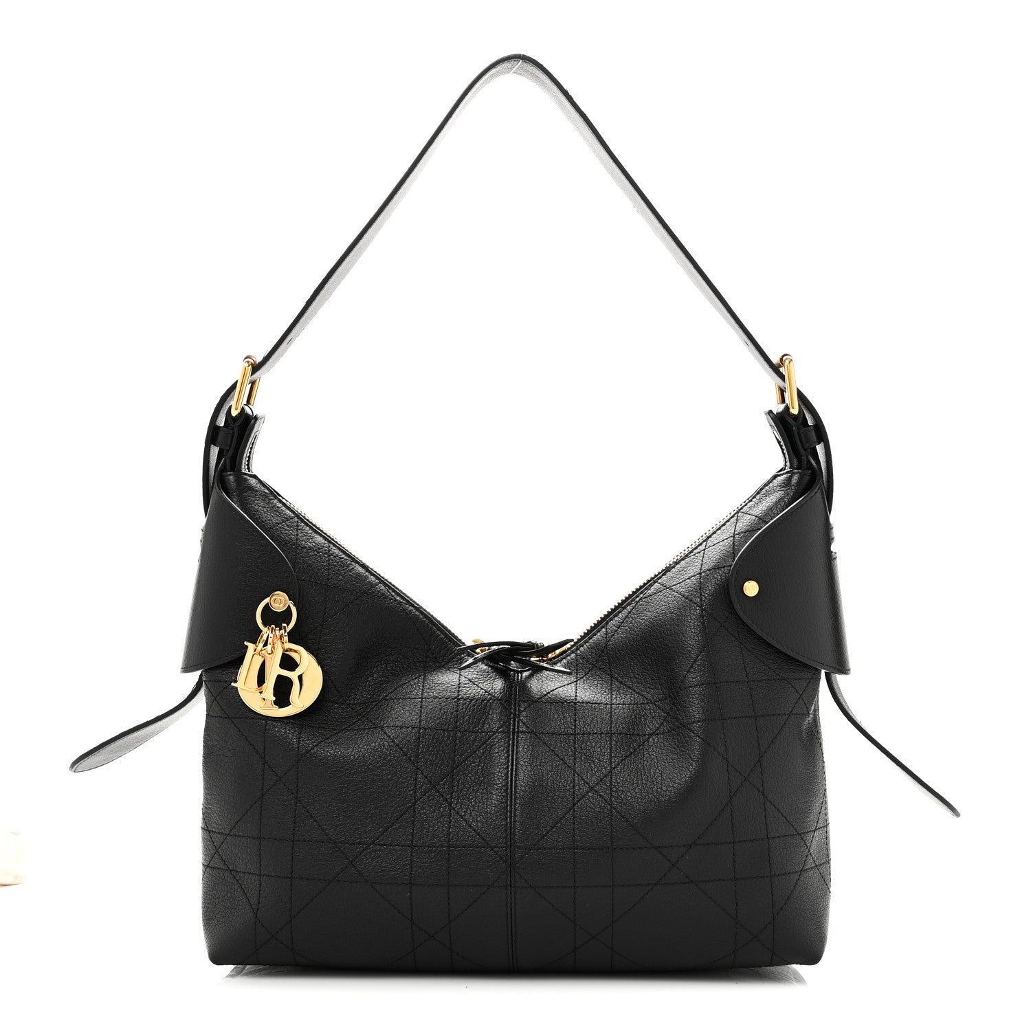 Christian Dior Grained Calfskin Flat Macrocannage Medium Voyage Bag Black 1 of 10