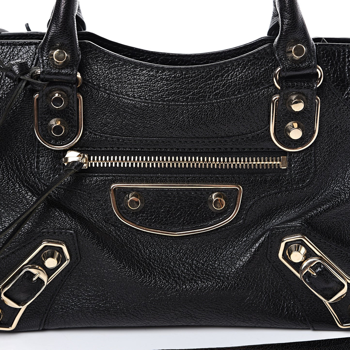 Chevre Gold Metallic Edge Hardware Mini City Black