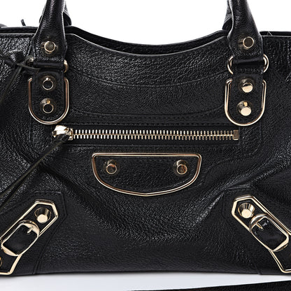 Balenciaga Chevre Gold Metallic Edge Hardware Mini City Black 7 of 9
