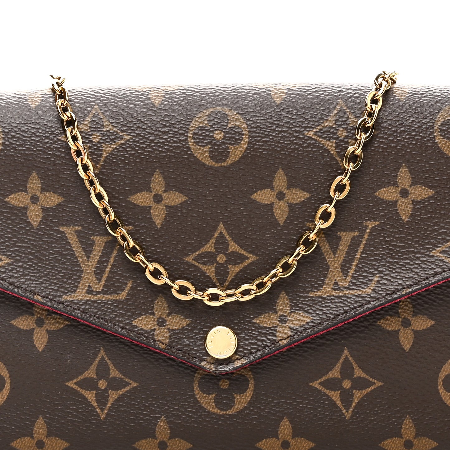 Monogram Pochette Felicie Chain Wallet Fuchsia