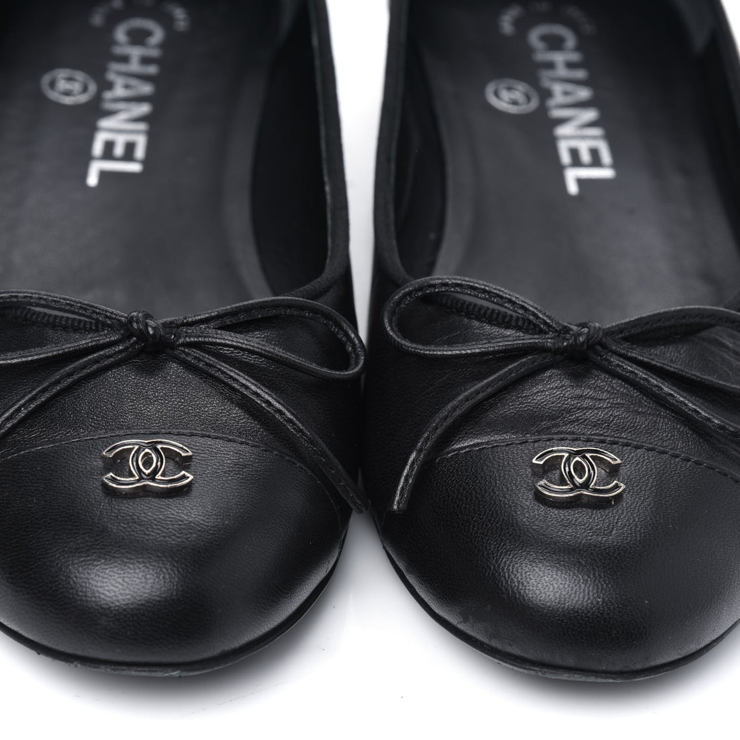 Lambskin Cap Toe CC Ballerina Flats 36 Black