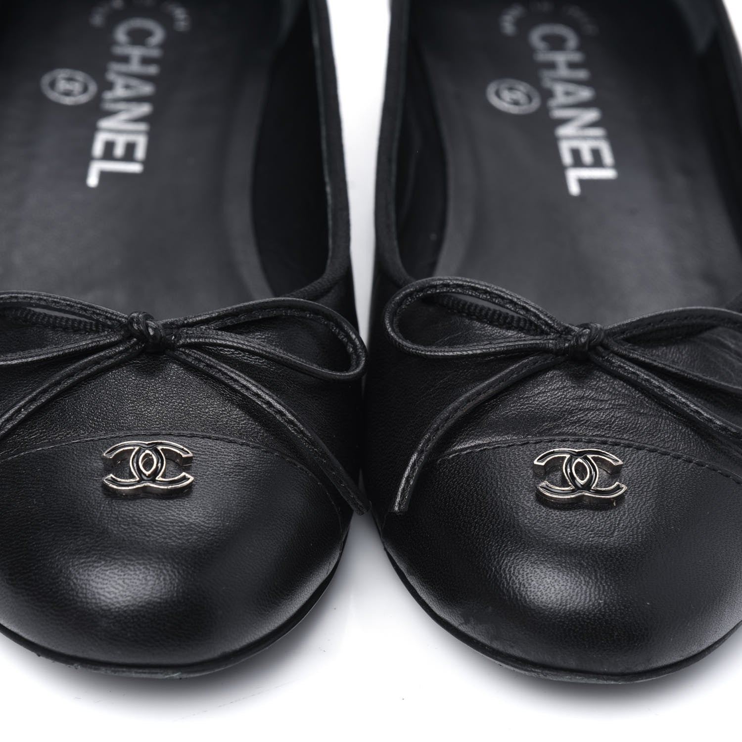 Chanel Lambskin Cap Toe CC Ballerina Flats 36 Black 10 of 10