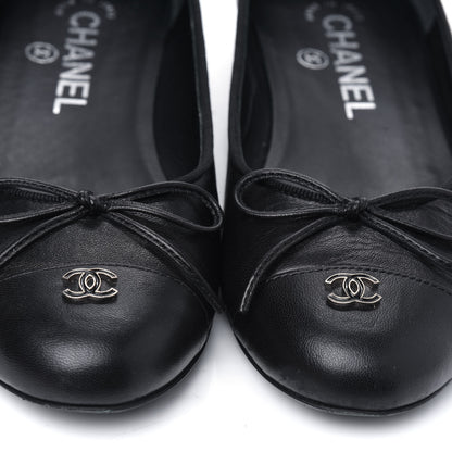 Chanel Lambskin Cap Toe CC Ballerina Flats 36 Black 10 of 10