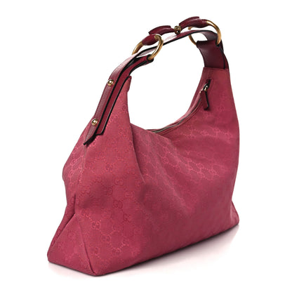 Gucci Monogram Medium Horsebit Chain Hobo Fuchsia 2 of 8