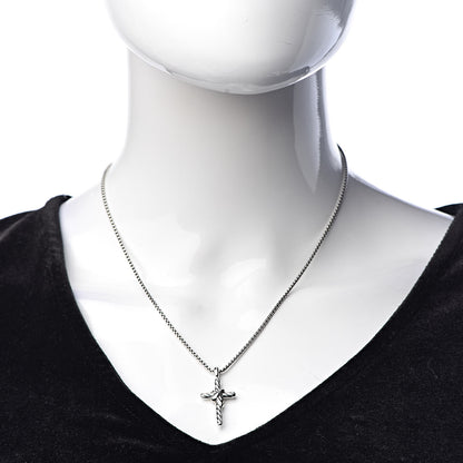 David Yurman Sterling Silver 14K Yellow Gold Diamond 32mm X Cross Pendant Necklace 2 of 7