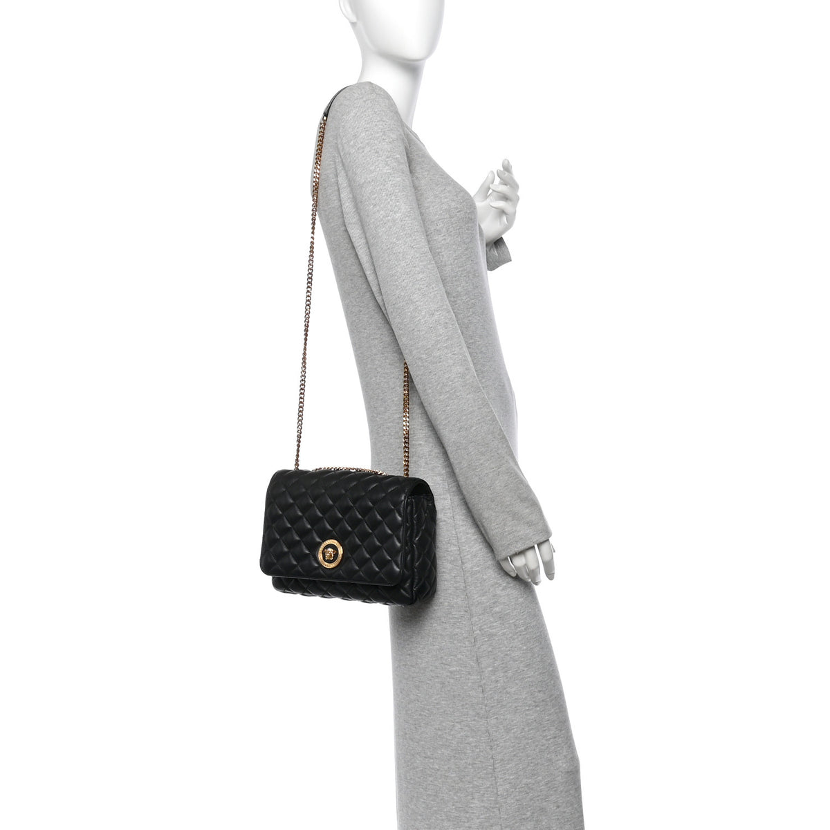 Versace Nappa Quilted La Medusa Chain Crossbody Black 2 of 12