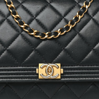 Chanel Lambskin Quilted Boy Wallet On Chain WOC Black 10 of 16