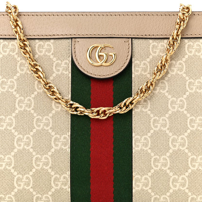 Gucci GG Supreme Monogram Textured Dollar Calfskin Web Small Ophidia Chain Shoulder Bag Beige Mystic White Oatmeal 8 of 10