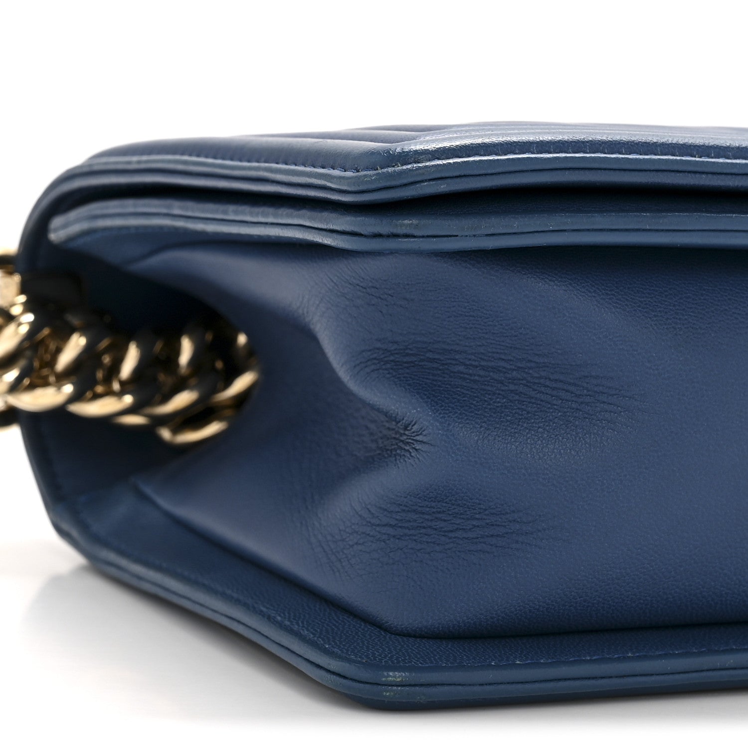 Chanel Lambskin Chevron Quilted Medium Boy Flap Blue 9 of 14