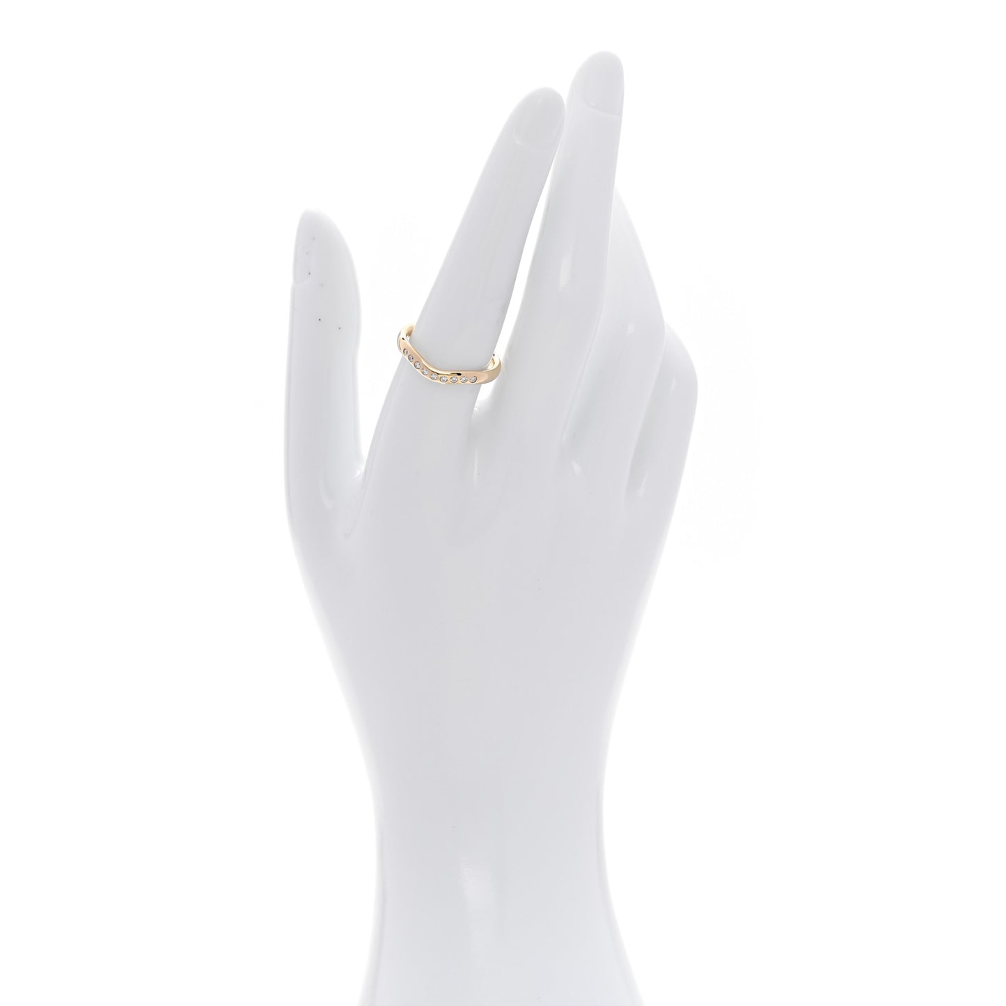 18K Yellow Gold Diamond .08ctw Elsa Peretti Curved Wedding Band Ring 56 7.5