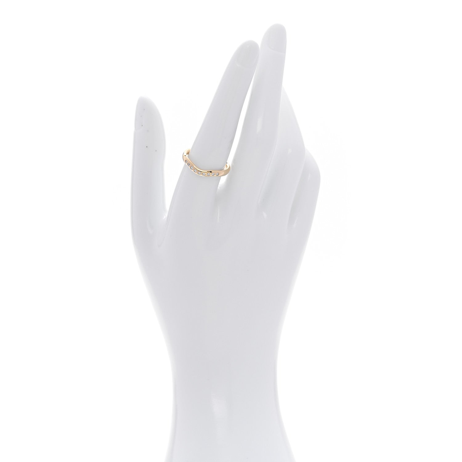 Tiffany 18K Yellow Gold Diamond .08ctw Elsa Peretti Curved Wedding Band Ring 56 7.5 2 of 5