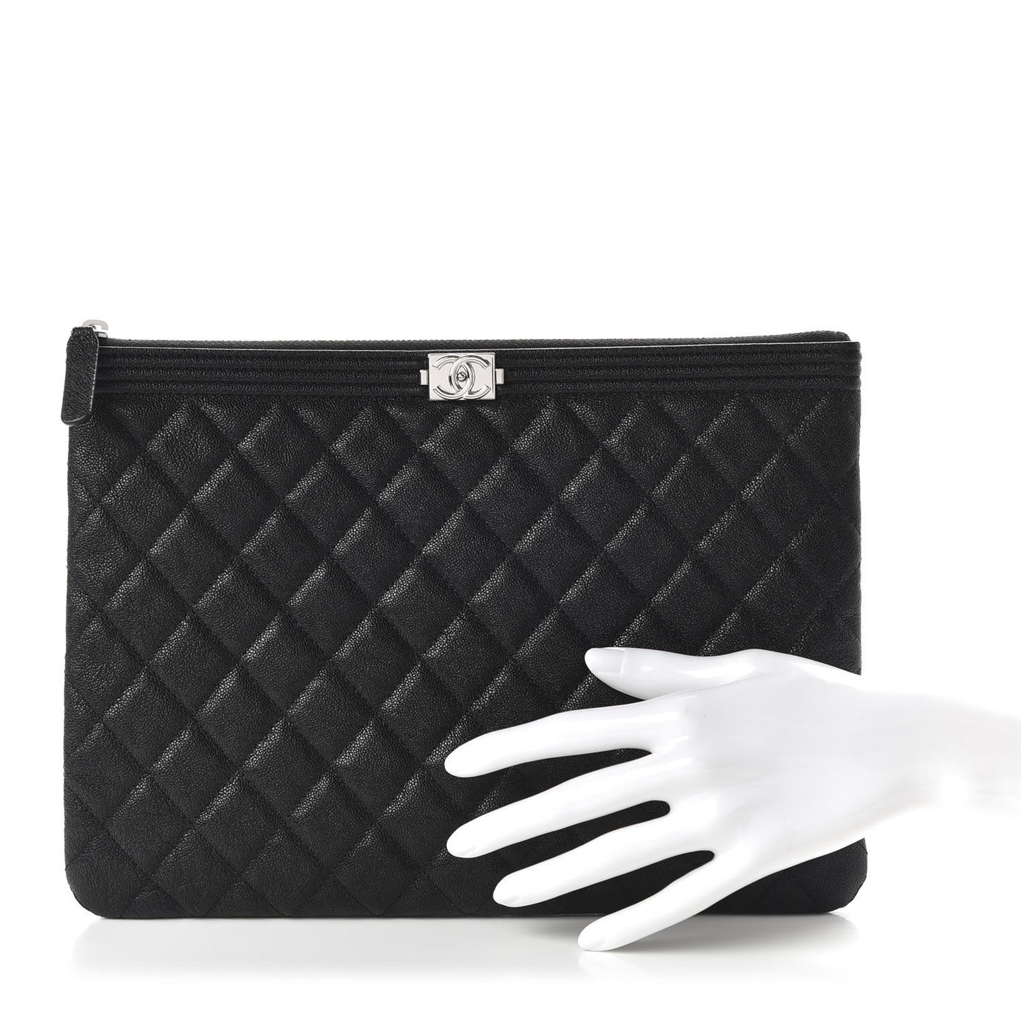 Caviar Quilted Medium Boy Cosmetic Case Black