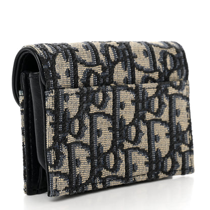 Christian Dior Oblique Saddle Card Holder Blue 3 of 8