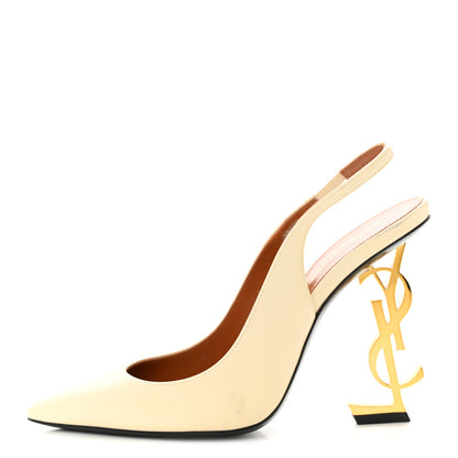 Saint Laurent Calfskin Opyum 110 Slingback Pumps 37 Real Beige 1 of 10