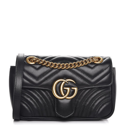 Gucci Calfskin Matelasse Mini GG Marmont Shoulder Bag Black 1 of 8