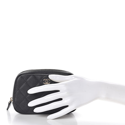 Chanel Caviar Quilted Small Curvy Pouch Cosmetic Case Black 2 of 8