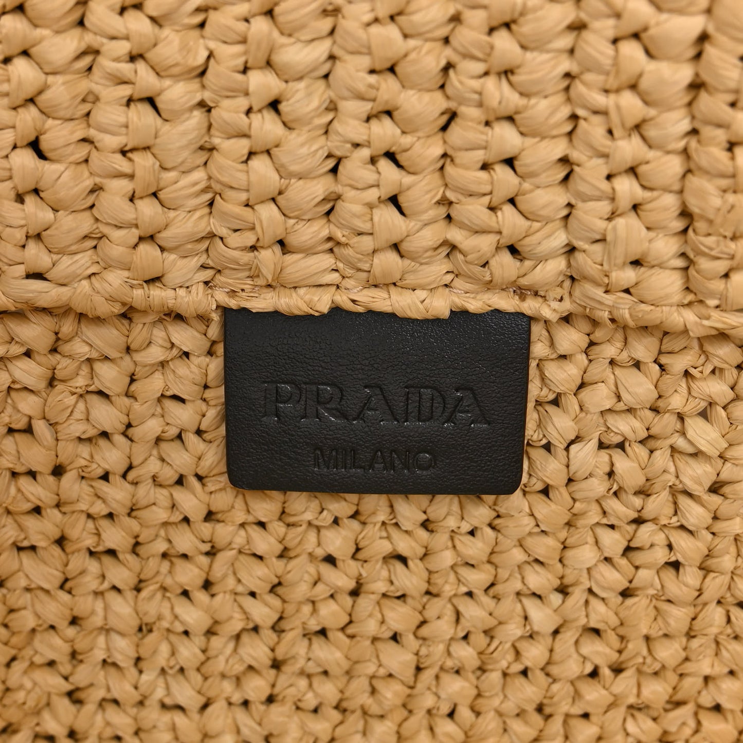 Yarn Raffia Effect Crochet Embroidered Logo Tote Naturale