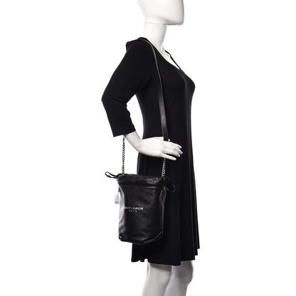 Saint Laurent Lambskin Teddy Bucket Bag Black 2 of 8