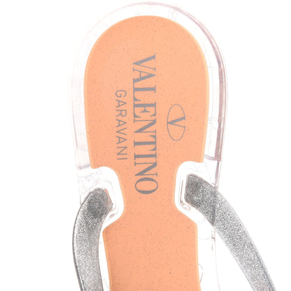 Valentino Garavani PVC Jelly Rockstud Bow Thong Sandals 38 Silver 6 of 8