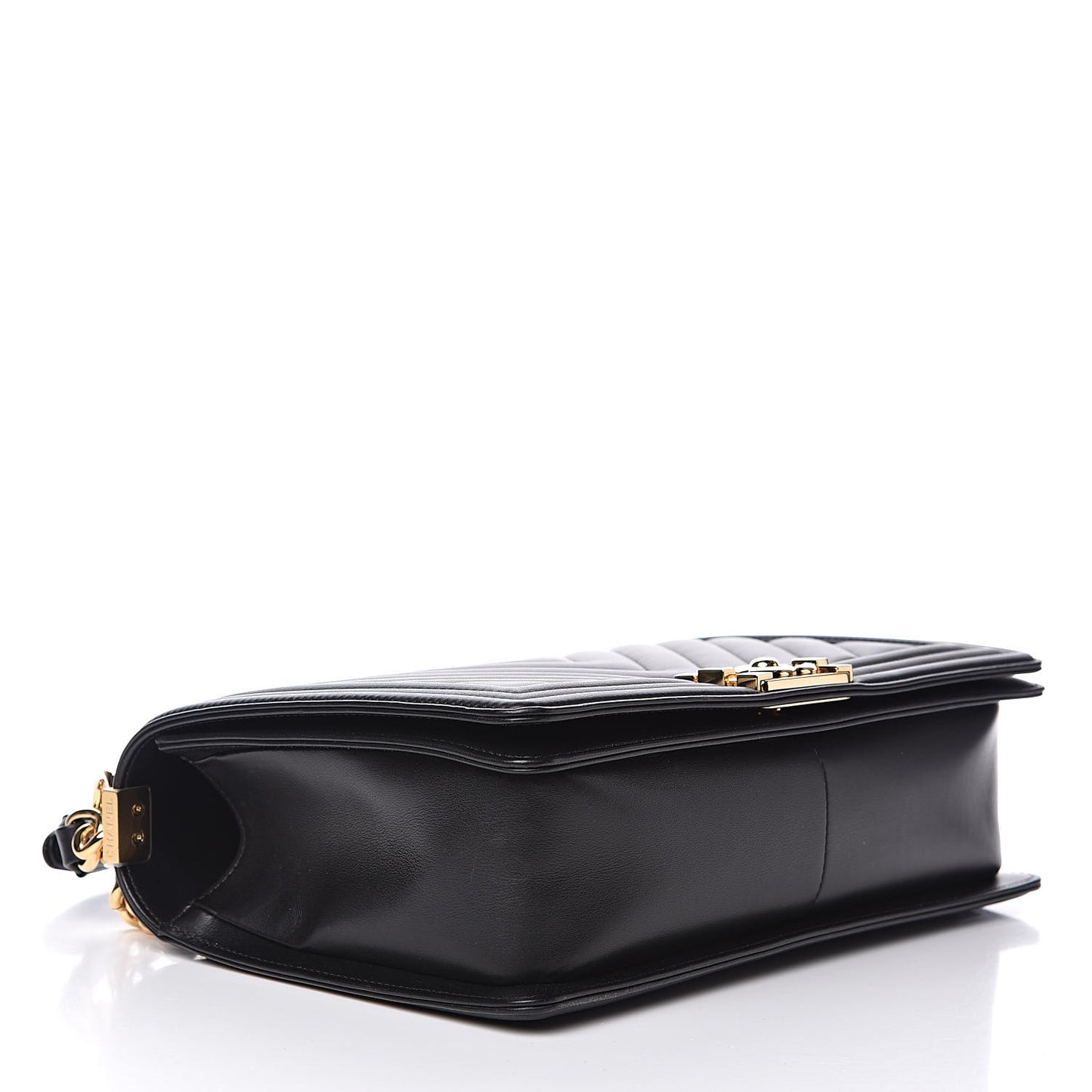 Calfskin Chevron Quilted New Medium Boy Flap Black