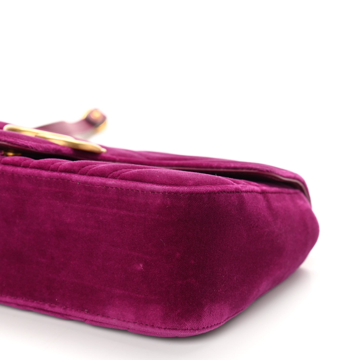 Gucci Velvet Matelasse Small GG Marmont Shoulder Bag Fuchsia Violet Cyclamen 10 of 11