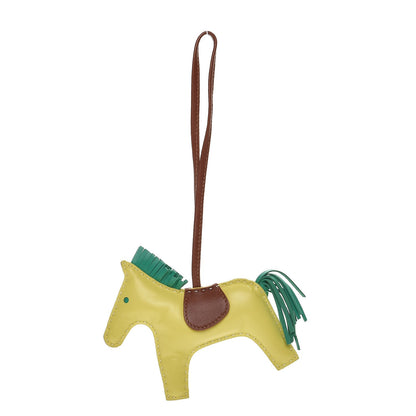 Hermes Milo Lambskin Grigri Rodeo Horse Bag Charm MM Lime Menthe Fauve 1 of 4