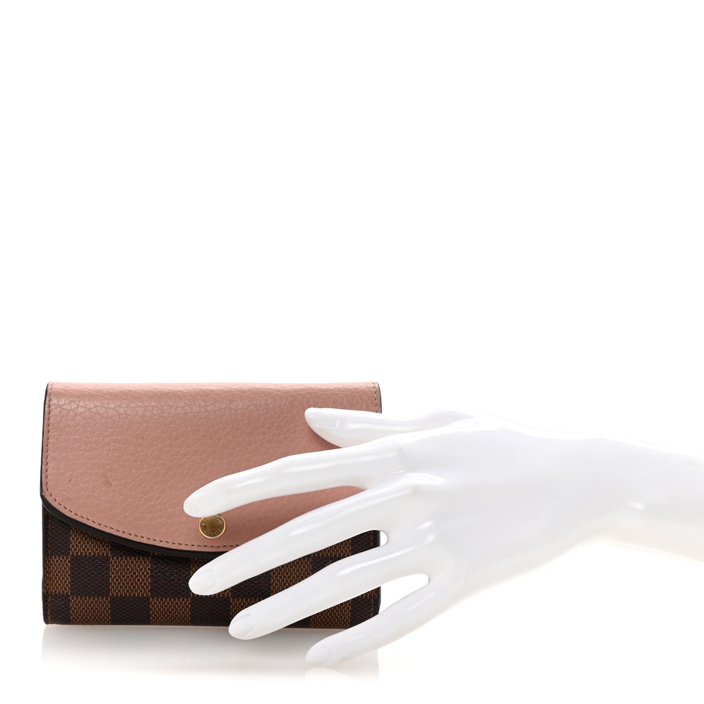 Damier Ebene Normandy Compact Wallet Rose Ballerine
