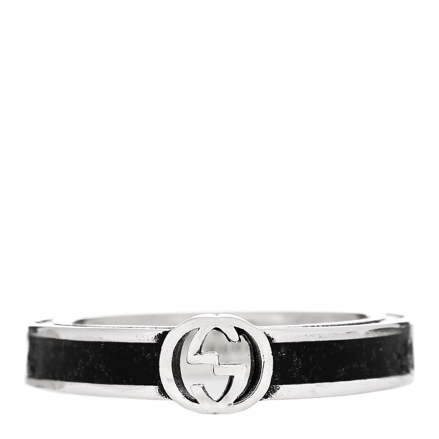Sterling Silver Enamel Interlocking G Band Ring 50 5.25