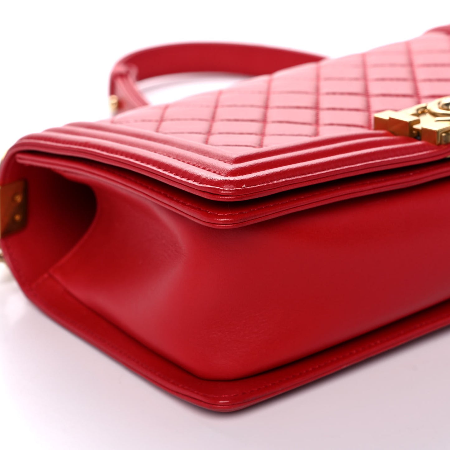 Lambskin Quilted Medium Boy Flap Red