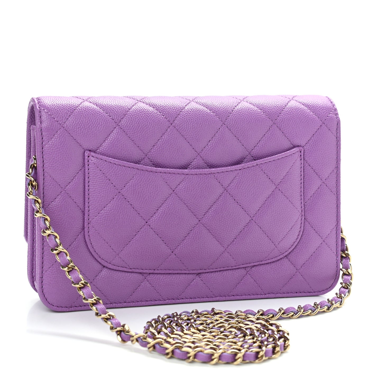Caviar Quilted Wallet On Chain WOC Purple