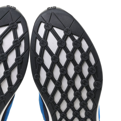 Chanel Suede Calfskin CC Sneakers 37 Blue Navy Dark Navy 8 of 12