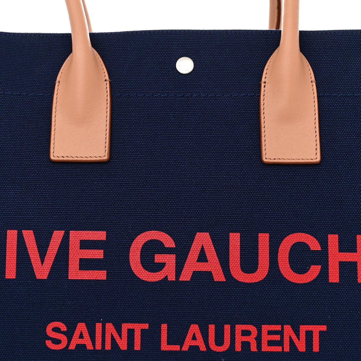 Linen Calfskin Rive Gauche Tote Marine Rose Brown