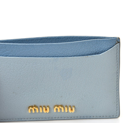 Miu Miu Goatskin Madras Bicolore Card Case Astrale Ciel 9 of 10