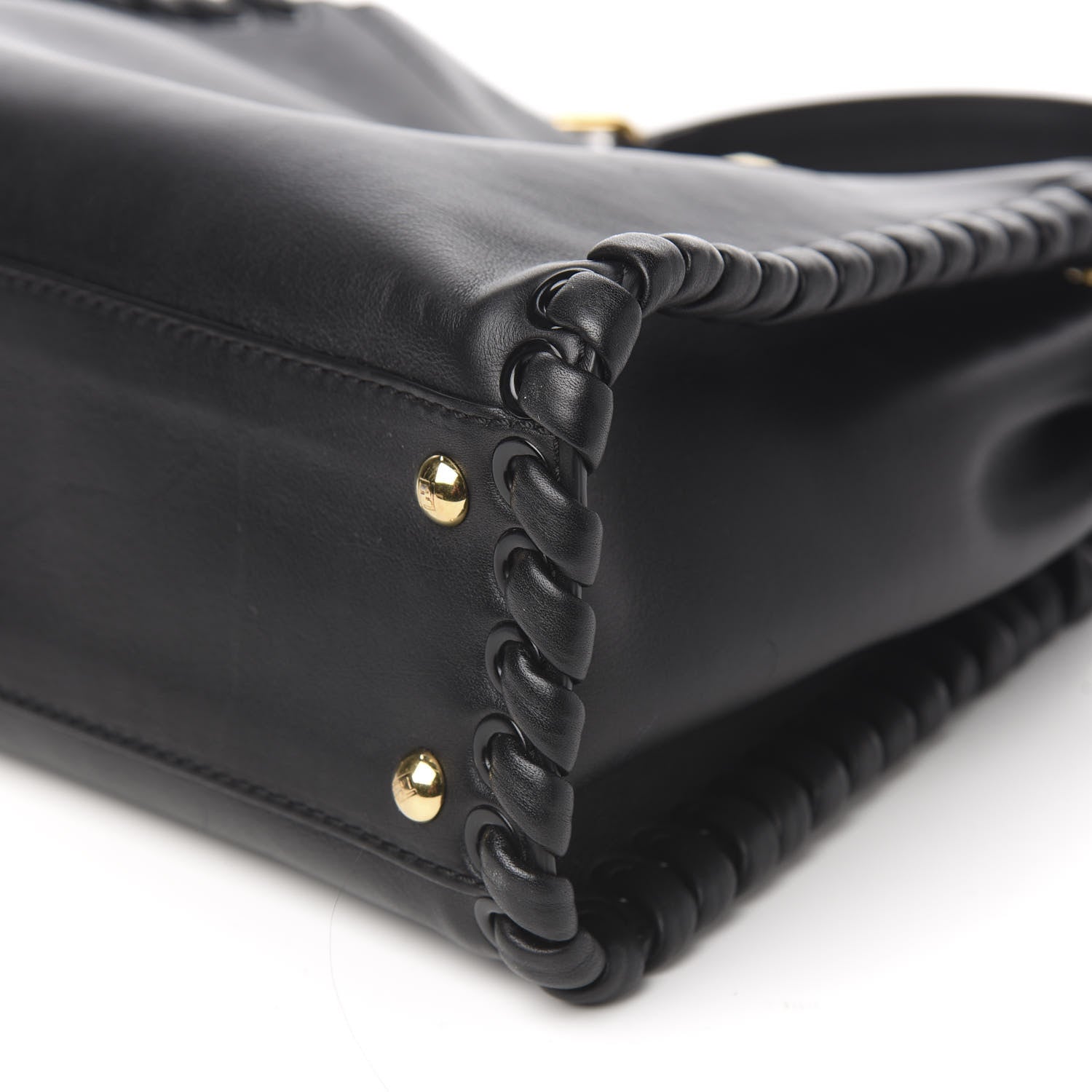Fendi Vitello Seta Lace Up Medium Peekaboo Iconic Satchel Black 8 of 9