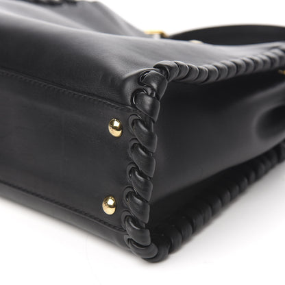 Fendi Vitello Seta Lace Up Medium Peekaboo Iconic Satchel Black 8 of 9