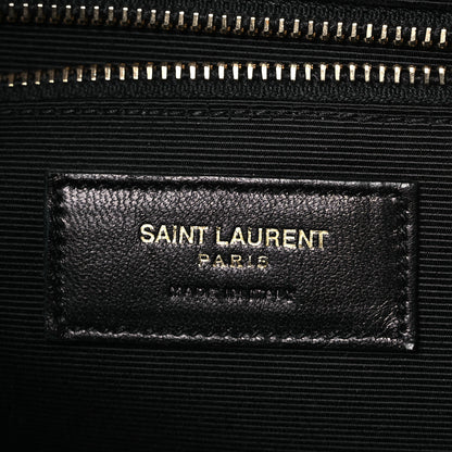 Saint Laurent Grain De Poudre Matelasse Chevron Large Monogram Satchel Navy Blue 6 of 14