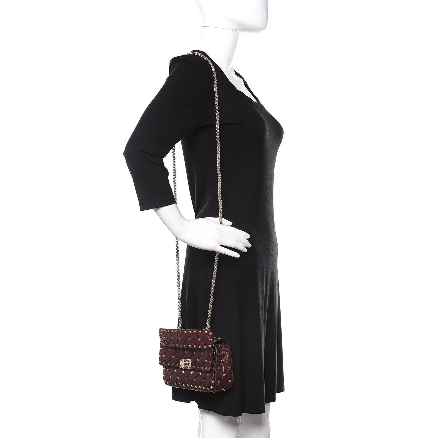 Lambskin Small Rockstud Spike Shoulder Bag Rubin