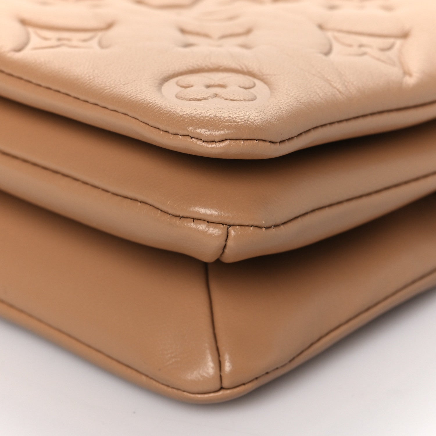 Louis Vuitton Lambskin Embossed Monogram Pochette Coussin Camel 9 of 10