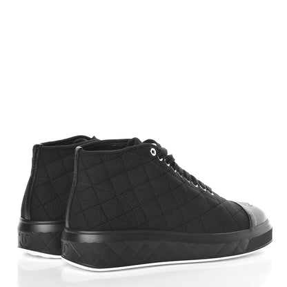 Chanel Fabric Quilted Lambskin Cap Toe Lace Up Sneakers 39 Black 4 of 8